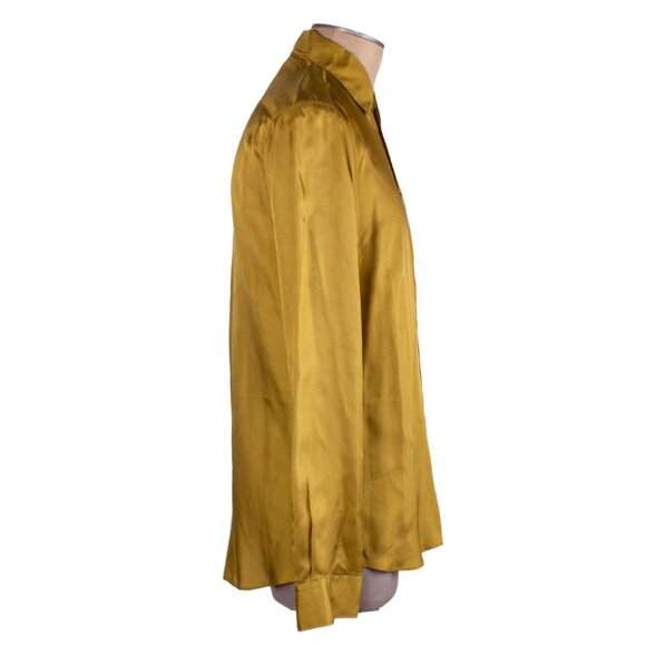 ACNE STUDIOS Gold Cupro Button Up Shirt - Picture 3 of 6